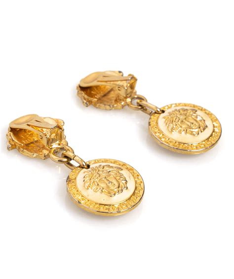 versace vintage gold earring clip on